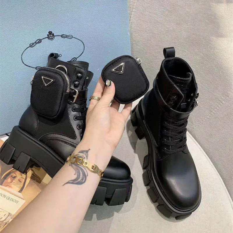 2020 Retro Thick Sole Leather Martin Short Boots