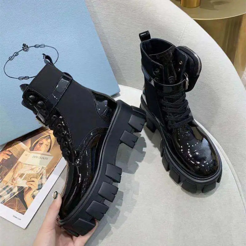 2020 Retro Thick Sole Leather Martin Short Boots